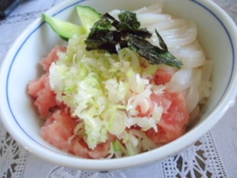 簡単美味しい☆ねぎトロいか丼